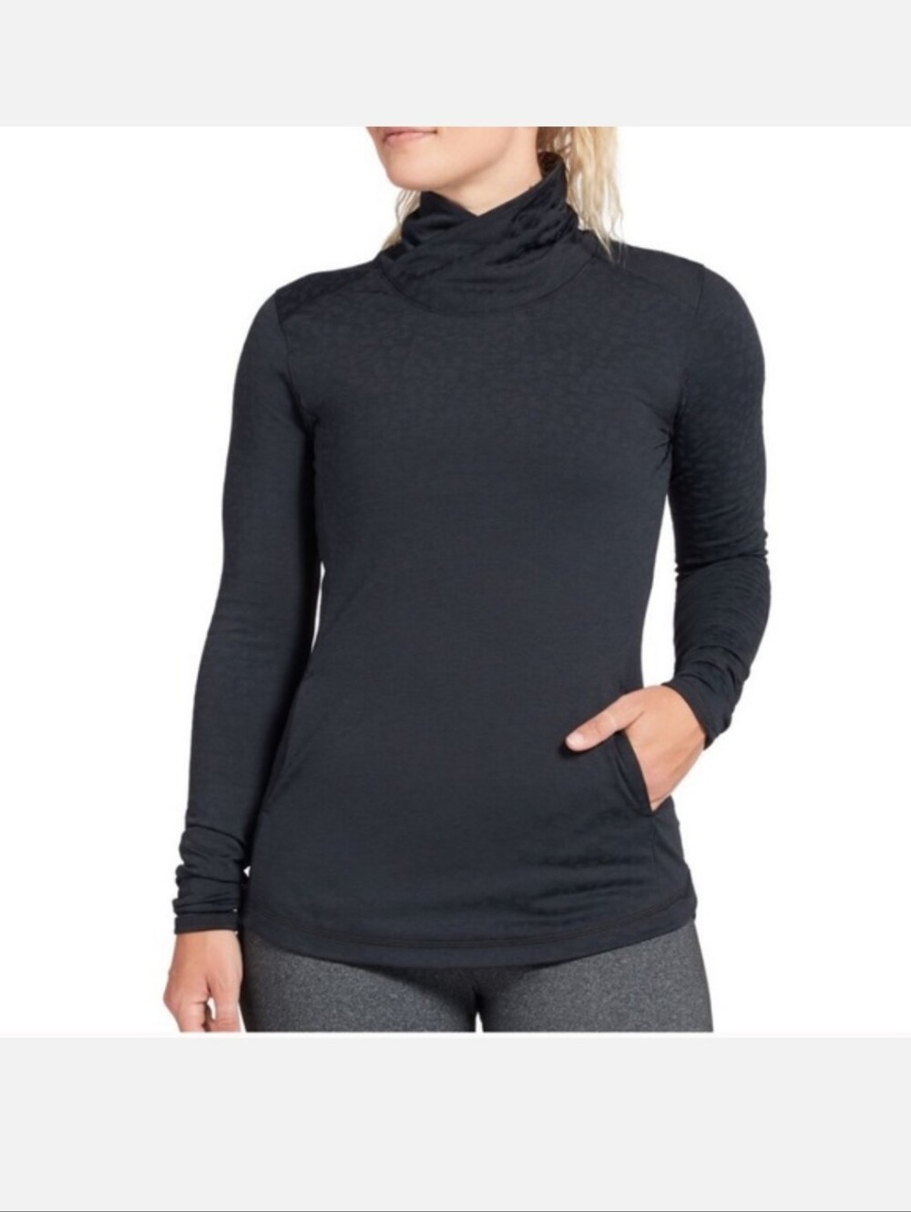 Calia Warm Mock Neck Women's Black Long-Sleeve Pullover Sweater